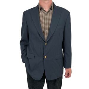 Vintage Bill Blass Sport Coat 100% Worsted Wool Navy‎ Blue Men’s 46 Long